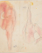 Deux études de femme nue de profil et penchée en avant ; Deux études, tête-bêche, de femme nue à la jambe levée (au verso)
