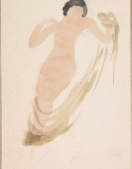 Femme nue allongée, une draperie à la main