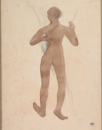 Femme nue de dos, un arc en main