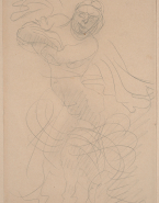Femme aux bras croisés, aux jambes fléchies, dansant dans le tourbillon de ses voiles