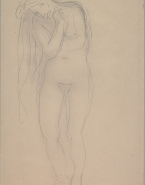 Femme nue, la tête penchée vers l'épaule droite, la chevelure dénouée