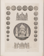 Médailles monnaie, estampes et fresque relatives à St Pierre de Rome
