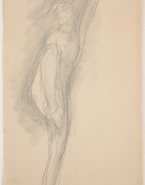 Femme nue de face, une jambe levée
