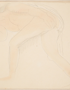 Femme nue allongée sur le côté, la tête posée sur la main