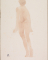 Femme nue de dos, sur la pointe des pieds