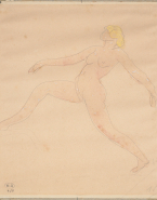Femme nue dans un mouvement de course vers la gauche