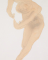 Femme nue, une jambe à demi-repliée et les mains jointes en arc de cercle devant