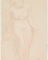 Femme nue debout, de face, légèrement penchée en avant
