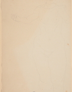 Femme nue debout, de face, aux bras levés