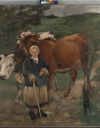 Paysanne gardant ses vaches