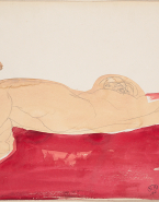 Femme nue allongée et de profil