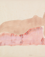 Femme nue allongée, de profil vers la gauche