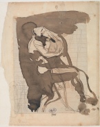 Etreinte ; Femme allongée près d'un animal (au verso)