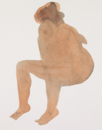 Femme nue assise, les bras croisés appuyés sur un genou