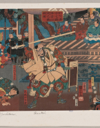 Benkei sauve Yoshitsune d'une situation difficile à la frontière d'Ataka, province de Kaga