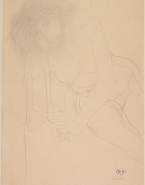 Femme nue assise, appuyée sur l'avant-bras droit