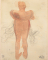 Femme nue de dos, une écharpe sur les épaules