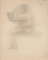 Femme nue assise vers la gauche, une jambe levée, une main à la chevelure