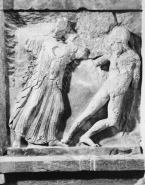 Pallas aux prises avec un Géant, métope du temple C de Sélinonte