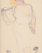 Femme nue, aux épaules un peu couvertes