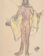 Femme nue enfilant un vêtement ; Femme drapée dans un vêtement (au verso)