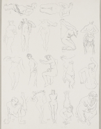 Croquis et études de nu féminin d'après un dessin de Rodin