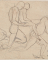 Deux personnages, aux pieds ailés, portant un enfant ; Deux paires de jambes (au verso)