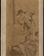 Camille Claudel travaillant à Sakountala (terre) dans son atelier