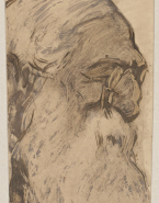 Portrait de Rodin de profil aux bésicles et barbe blanche