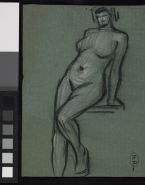 Femme nue debout, en appui vers l'arrière