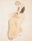 Femme nue penchée sur une femme agenouillée vue de dos