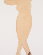 Femme nue debout, sans tête et jambes croisées