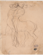 Femme dans les bras d'un centaure ; Deux silhouettes dont un enfant (au verso)