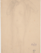 Femme nue debout, un vêtement sur les épaules