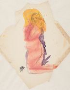 Femme nue à genoux, de profil et penchée en arrière ; Femme nue, aux mains croisées sur la poitrine (au verso)