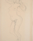 Femme nue debout, reins cambrés, mains à la nuque
