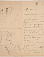 Profils de moulures ; Lettre d'Anthony Roux à Rodin (au verso)