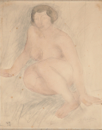 Femme nue assise vers la gauche, les jambes ramenées sous elle
