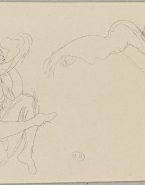 Croquis et études de nu féminin d'après un dessin de Rodin