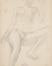 Femme nue assise de face, le bras et la jambe gauches repliés