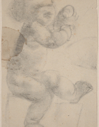 Enfant nu assis ; Projets de monument avec un personnage couché, enfant (au verso)