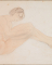 Femme nue, assise de profil, les mains tendues vers les jambes allongées