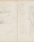 Six silhouettes ; Nu, lion de profil, socle, lutte d'un homme et d'un lion (Hercule ?), femme drapée, une pique à la main (Athéna ?) (au verso)