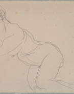 Femme nue agenouillée, de profil à gauche, appuyée sur la main droite