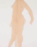 Femme nue de profil, un bras vers l'arrière