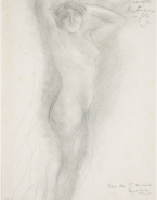 Femme nue debout, tournée vers la droite, les bras derrière la tête ; Femme de profil dans un mouvement de danse (au verso)