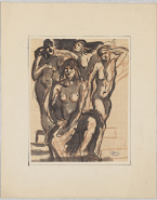 Groupe de quatre femmes nues dont une assise au premeir plan