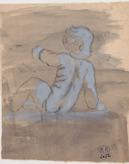 Enfant nu assis et de dos ; Enfant nu, bras et jambes écartés ; tête d'homme barbu (au verso)