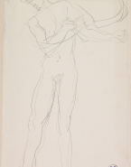 Femme nue debout, de face, les bras tournés vers la droite