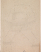 Femme nue assise, de face, mains au dos, jambes ouvertes